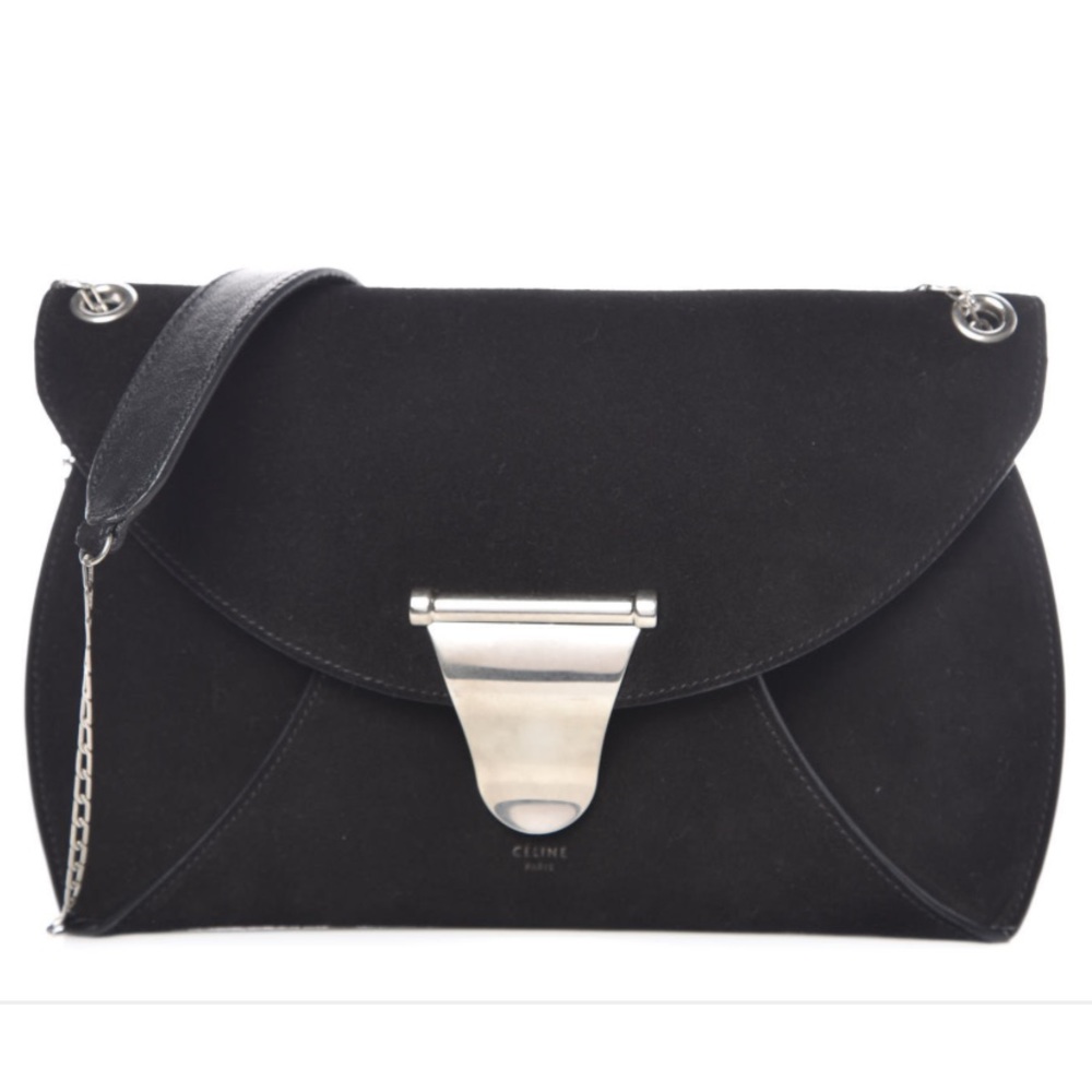 Celine suede calfskin clutch on a chain
